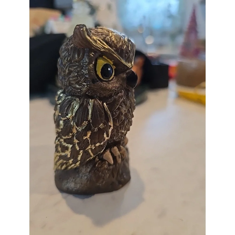 Handmade Resin Brown Gold Owl‎ Gold Decoration Gift 662